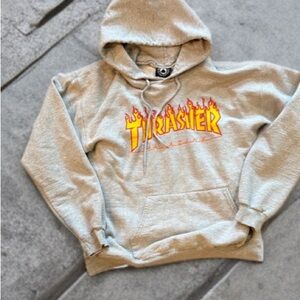 Thrasher Gray Hoodie with Flame Logo